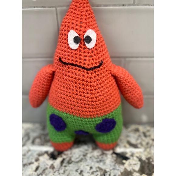 Handmade Patrick Star Plush Toy Crochet‎ Stuffed Animal Kids Room Decor 13" - Picture 1 of 3